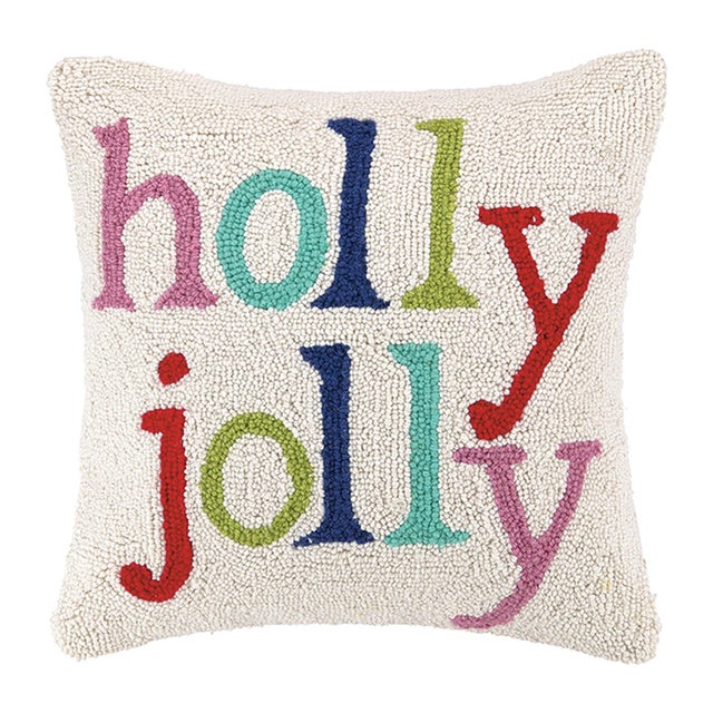 A festive way to spruce up your home for the holidays and winter season! 100% wool hooked throw pillow / accent pillow....