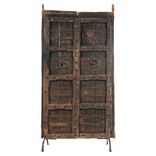 Wooden Door on Wrought Iron Base For Sale