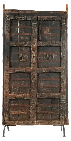 Wooden Door on Wrought Iron Base