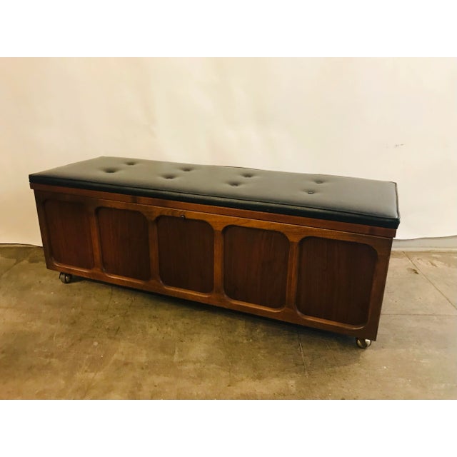 1960s Lane Altavista Record Cabinet and Bench Walnut Large Size For Sale - Image 4 of 11