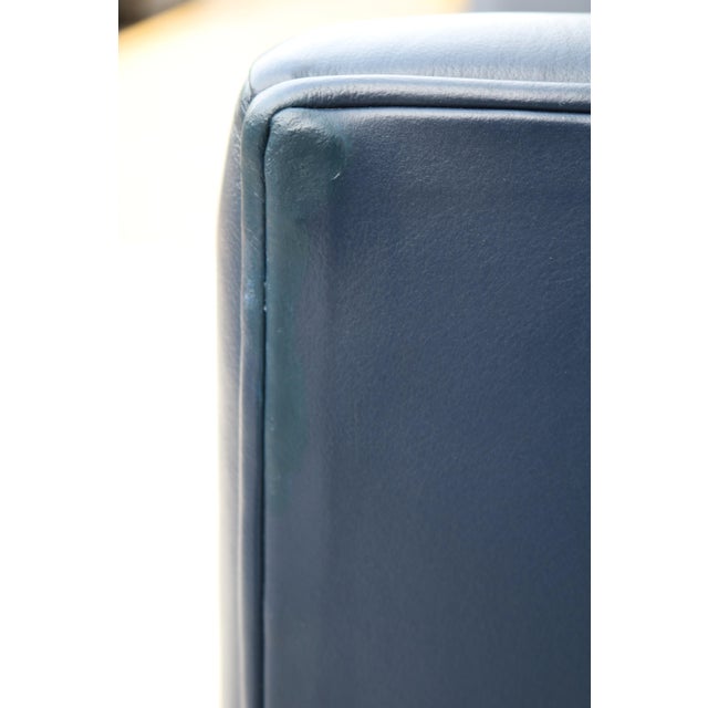 MCM Style Mark Goetz for Bernhardt Design Moreau Sofa in Navy Blue Leather For Sale - Image 17 of 18