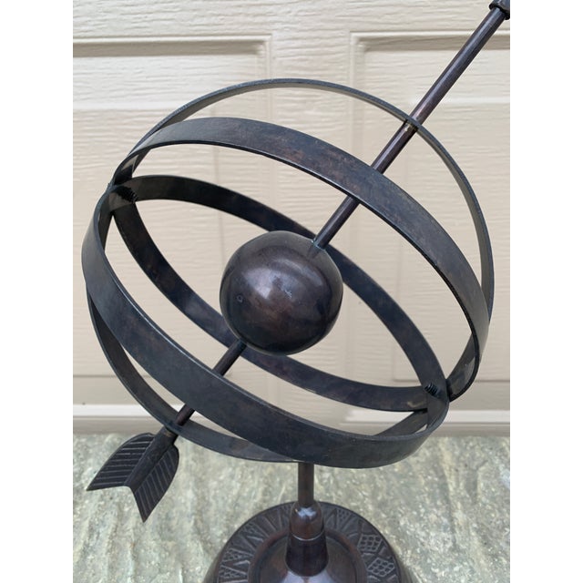 Late 20th Century Late 20th Century English Country Iron Bronze Garden Armillary Sundial For Sale - Image 5 of 11