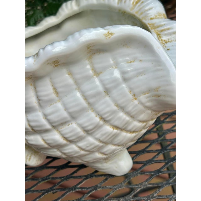 Ceramic Vintage White Ceramic Conch Shell Planter For Sale - Image 7 of 10
