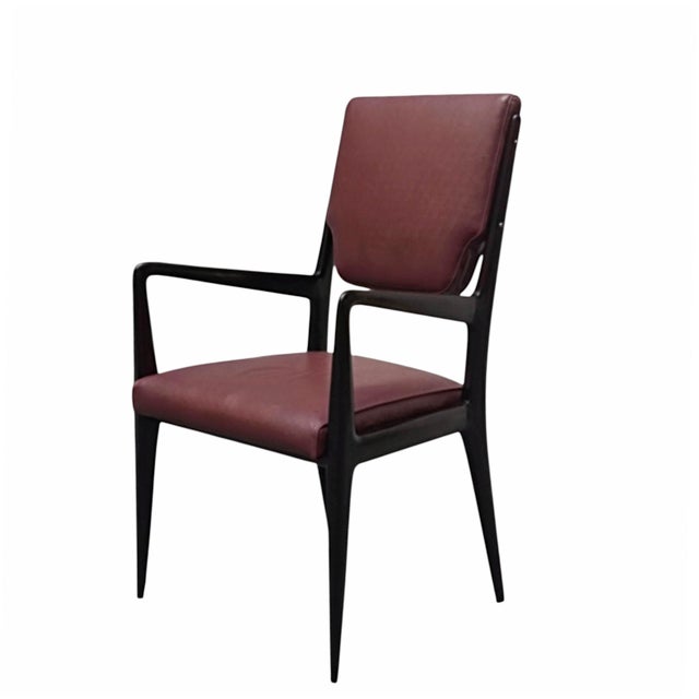 Molded Wood and Bordeaux Skai Armchair from Vittorio Dassi, Italy, 1950s For Sale - Image 11 of 11