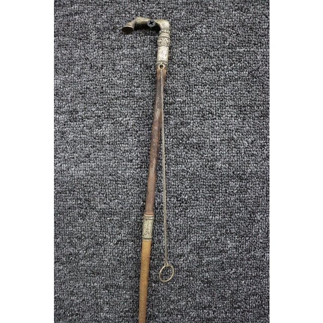 Early 20th Century Antique Sterling Silver Horse Hoof Handle Riding Crop For Sale - Image 5 of 12