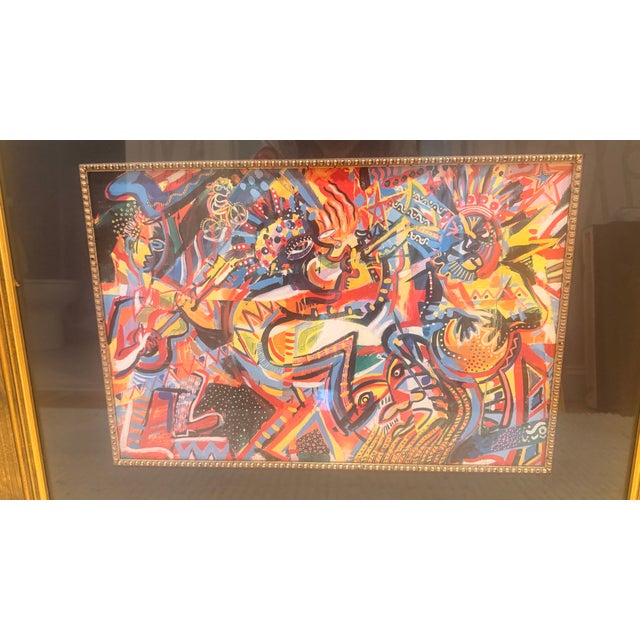 Red Large Framed “Bar Jazz Collection” Contemporary Abstract Jazz Artwork For Sale - Image 8 of 8