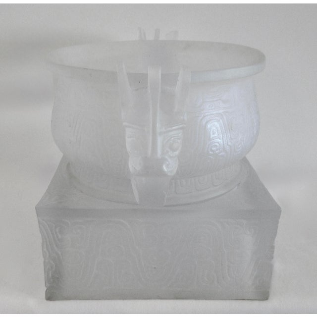 C.1930's French Rene' Lalique " Rare," Monumental Urn or Center Piece in an Ethnic Asian Motif Vessel/Urn With Chi Dragon Detailed Handles For Sale In West Palm - Image 6 of 18