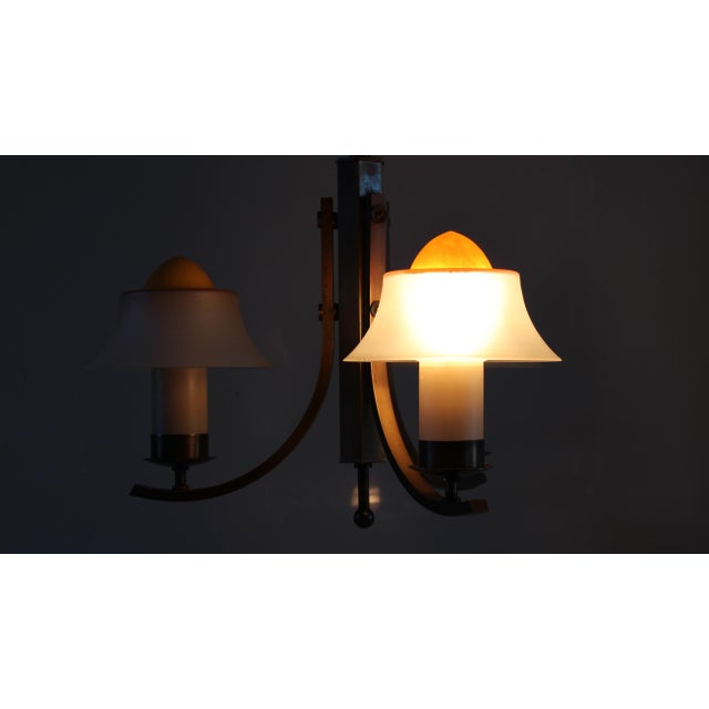 Art Deco Chandelier with Orange Glass Shades from Fog & Mørup, Denmark, 1930s For Sale - Image 15 of 17