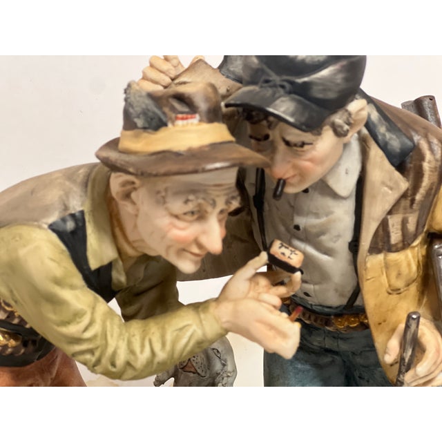 Ceramic Vintage Large Capodimonte Porcelain Figurine of Rabbit Hunters With Dog For Sale - Image 7 of 10