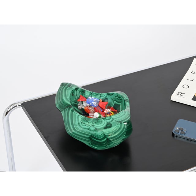 Large Vide-Poche or Bowl in Malachite Green Italian Marble, Italy, 1970s For Sale - Image 13 of 18