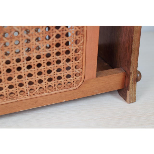 1970s Mid-Century Wood and Cane Magazine Rack For Sale - Image 9 of 14