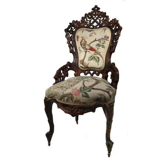 Rustic 1880s Black Forest Side Chair For Sale - Image 3 of 6