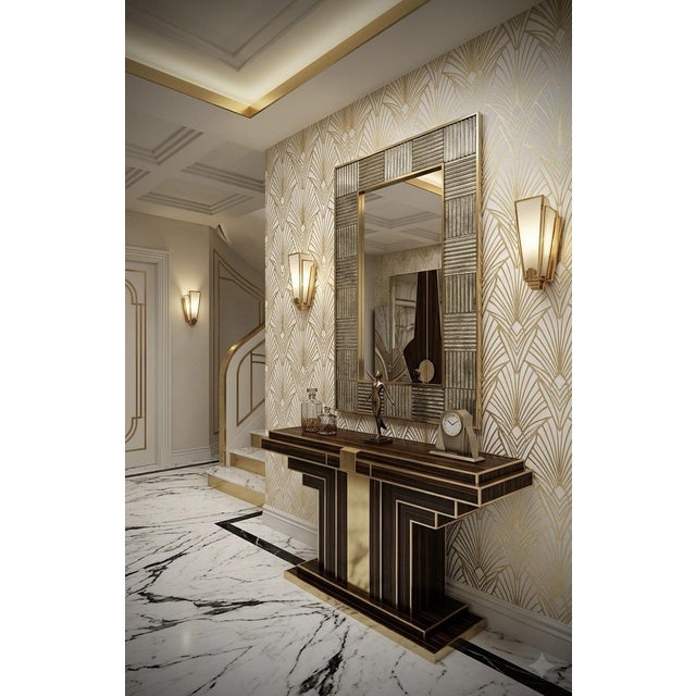 Mid-Century Italian Murano Silver Art Glass and Brass Console Wall Mirror For Sale - Image 11 of 11