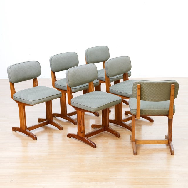 Set of Six 1960s Solid Oak Craftsman Style Dining Chairs For Sale - Image 4 of 10