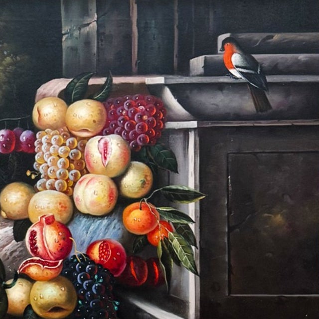 A grand-scale vintage oil painting on canvas bringing the opulence of 17th-century still-life traditions into the modern...