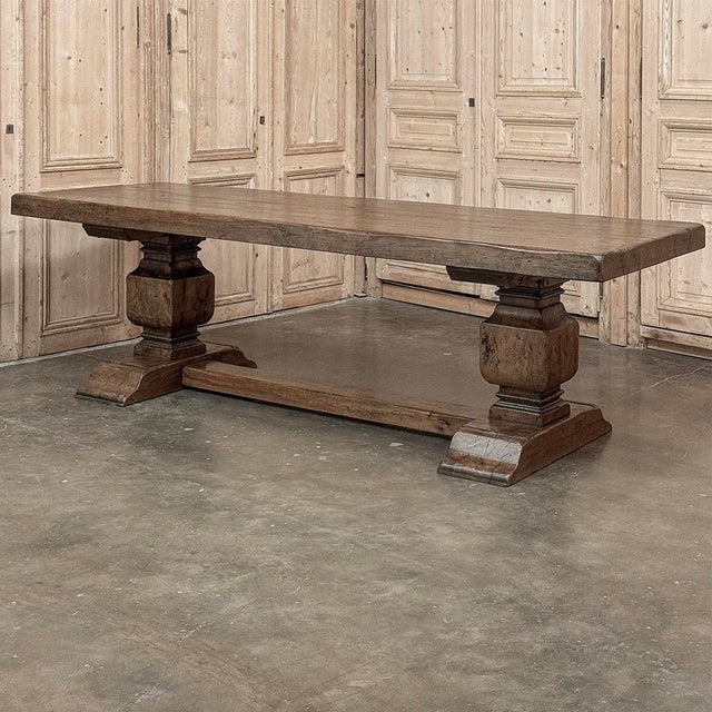 Rustic European Antique Rustic European Double Pedestal Trestle Dining Table For Sale - Image 3 of 18