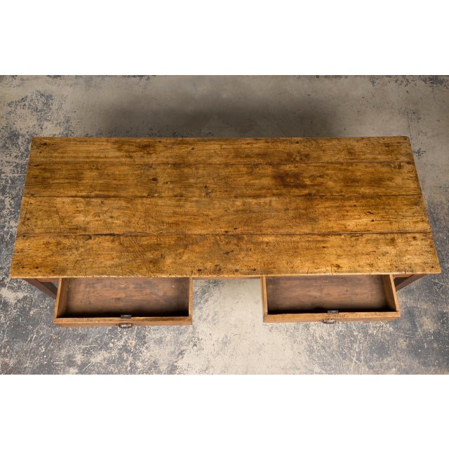 Farmhouse Early 19th Century French Provincial Fruitwood Farmhouse Table With Two Drawers For Sale - Image 3 of 18