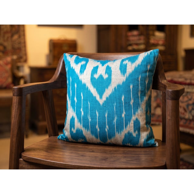 Vintage Silk Ikat Square Cushion Cover For Sale - Image 4 of 13