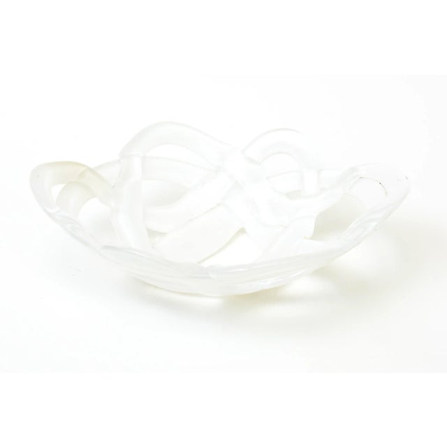 Modern Vintage Kosta Boda White Twisted Glass Bowl Decorative or Serving For Sale - Image 3 of 10