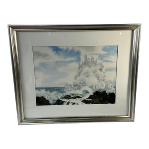 Late 20th Century Original Watercolor Painting by Suzanne Dodge "Madeira Surf", Framed