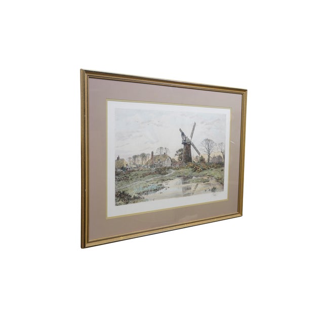 Antique late 19th-century landscape etching titled The Mill (also known as Surrey England Windmill) by the acclaimed...