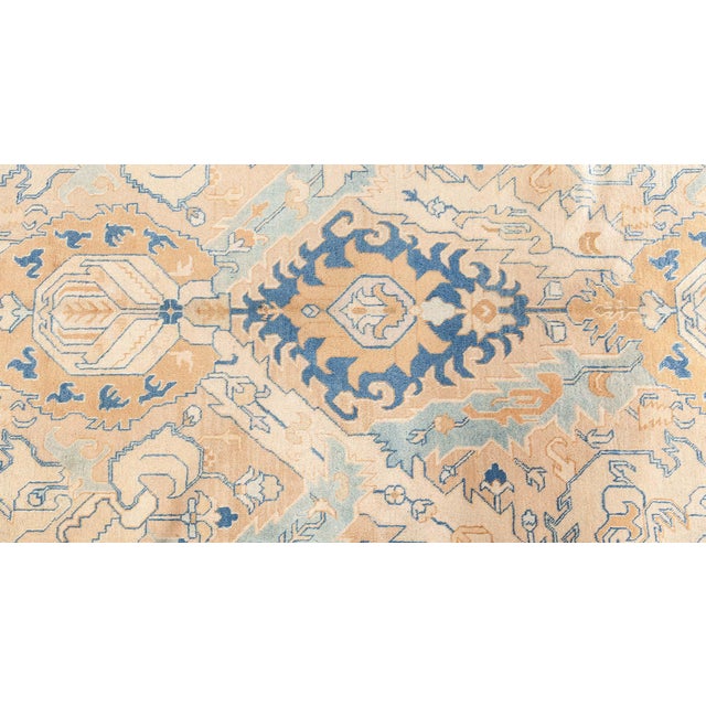 Authentic Persian Tabriz Handmade Wool Carpet in Blue and Beige Shades For Sale - Image 9 of 10