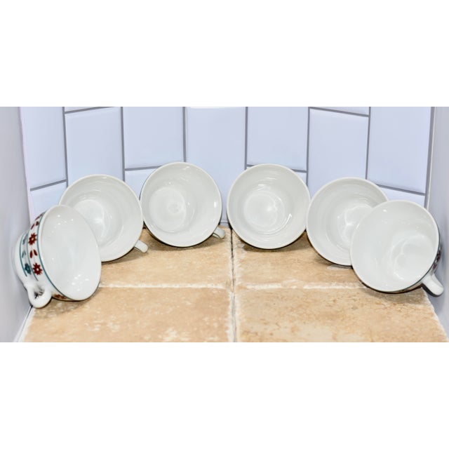 French Vintage Richard Ginori Mondovi Floral Pattern 6 Piece Coffee Tea Cup Set For Sale - Image 3 of 6