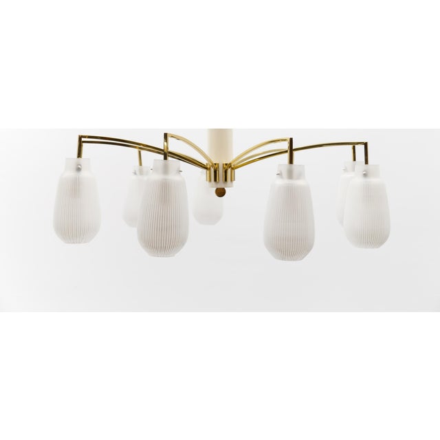 Mid-Century Modern Nine-Armed Brass and Glass Sputnik Lamp, 1950 For Sale - Image 13 of 13