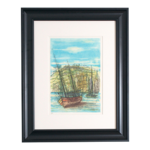 Signed & Numbered Jean Carzou Original Print, "Boats at Rest", 1965