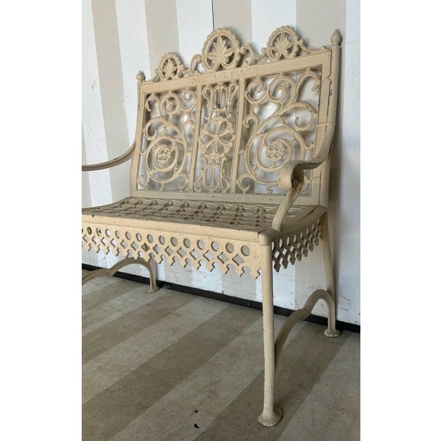 American Late 19th Century Philadelphia Cast Iron Bench Signed William Adams For Sale - Image 3 of 11