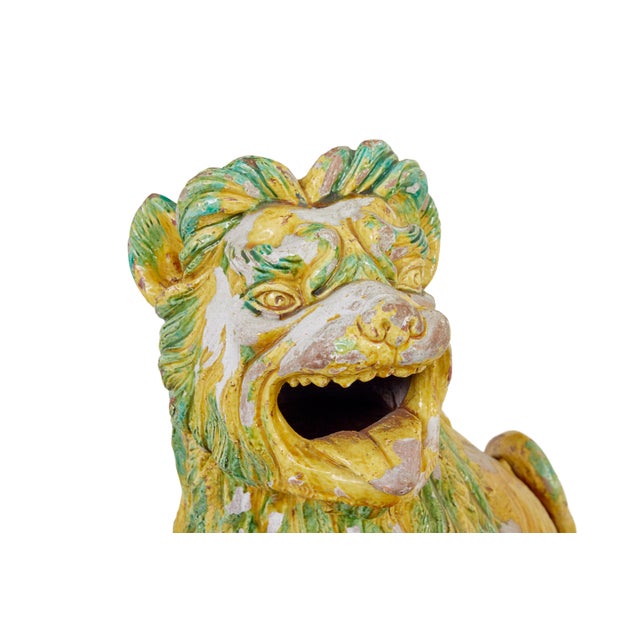 Ceramic Large Mid 20th Century Indonesian Salt Glazed Decorative Dogs, 1950, Set of 2 For Sale - Image 7 of 11