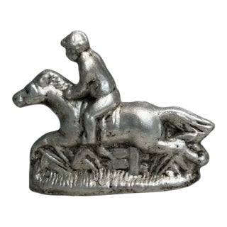 Horse Equestrian Chalkware Sculpture in Aged Silver Leaf Cast From Antique Metal Mold For Sale