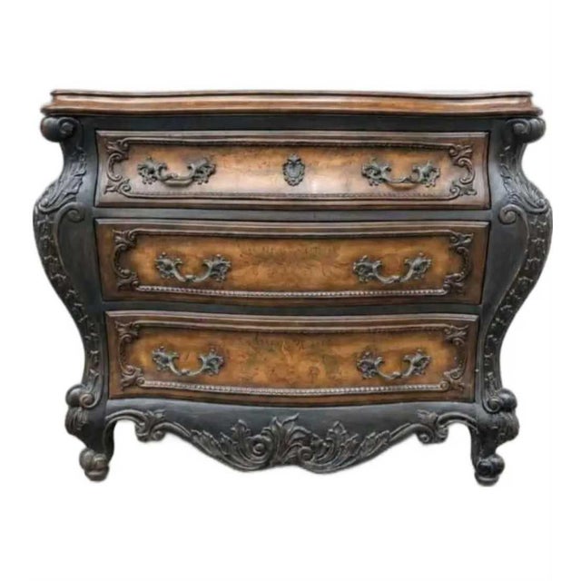Black Vintage Pulaski Furniture Bombe Chest | French Provincial For Sale - Image 8 of 11