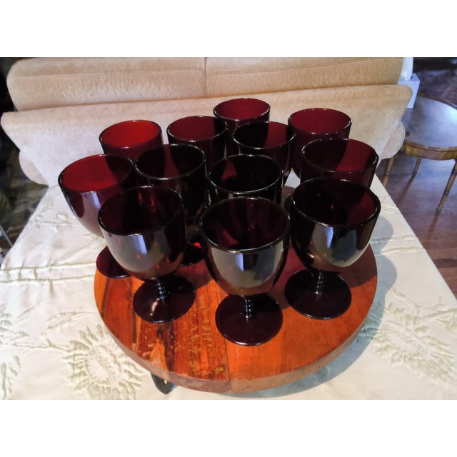 Vintage Mid-Century Modern Royal Ruby Red Goblets - Set of 12 For Sale - Image 6 of 10