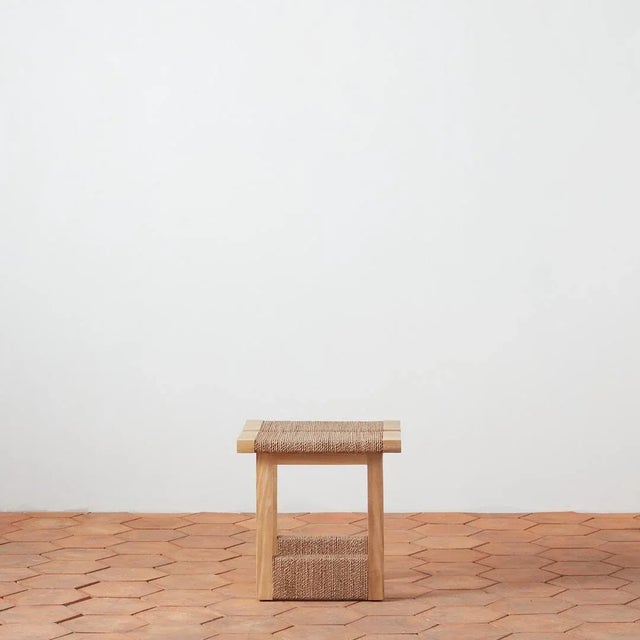 Textura Woven Side Table in Natural For Sale - Image 4 of 6