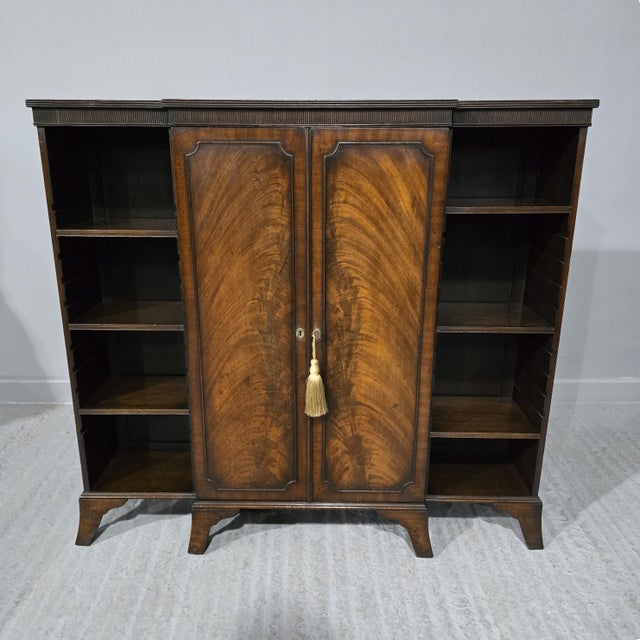 Small Mahogany Breakfront Bookcase, 1900s For Sale - Image 6 of 9