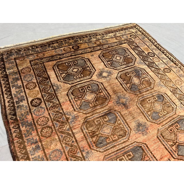 Vintage Afghan Hand-Knotted Tribal Rug | 4'6" X 7'10" Ft | Bohemian Geometric Rug For Sale - Image 4 of 13