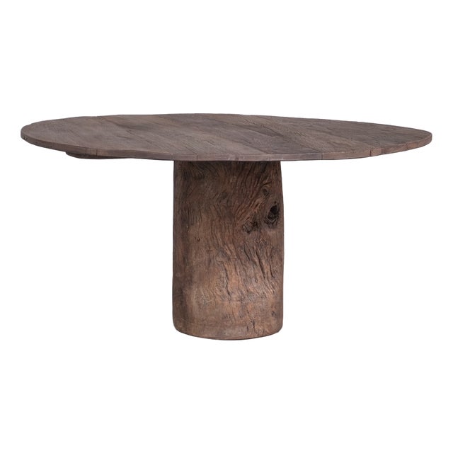 Belgian Primitive Wooden Circular Dining Table For Sale