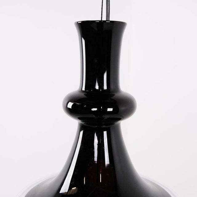 Glass Etude Pendant Light in Black Glass by Michael Bang for Holmegaard, 1970s For Sale - Image 7 of 8