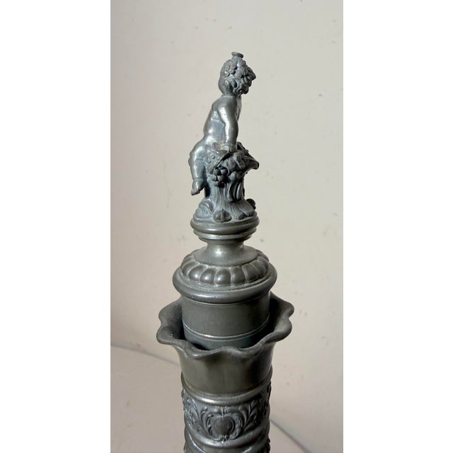 Antique German Hand Blown Glass Pewter Figural Cherub Claret Decanter Bottle For Sale - Image 17 of 18