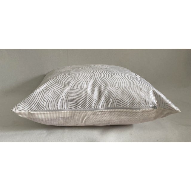 Hollywood Regency Contemporary Hollywood Regency Metallic Silver Moire Print Pillow Cover For Sale - Image 3 of 6