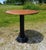1930s Antique Round Oak Top Pub Table or Game Table With Cast Iron Column Base For Sale - Image 5 of 17