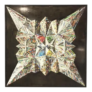 “Origami” By: Noelle Dumas Framed Mixed Media on a Board