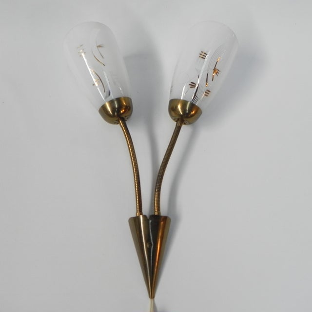 Vintage Wall Lamp with Tube Rods and 2 Glass Shades, 1950s For Sale - Image 14 of 14