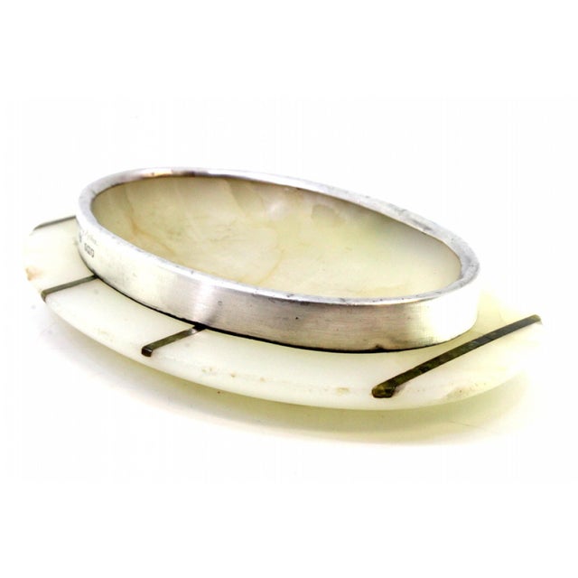 Oval Silver and Marble Soap Dish For Sale - Image 4 of 8