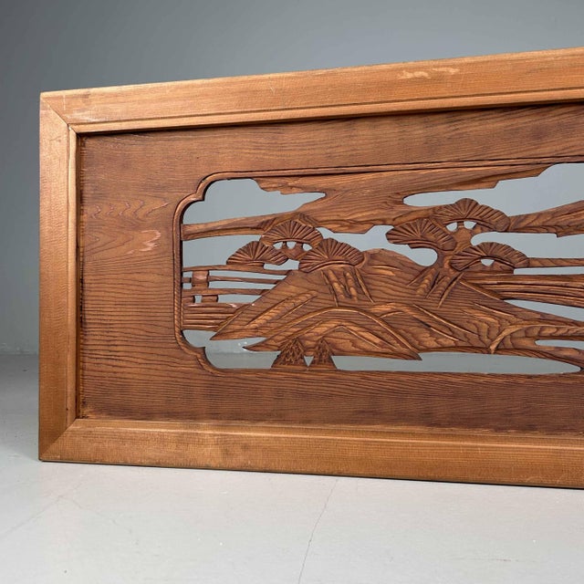 Brown Wooden Ranma Temple Mountain Landscape, Japan, 1920s For Sale - Image 8 of 15