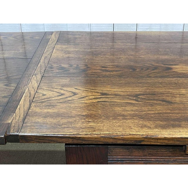 Antique Table in Elm and Oak with Extensions and Chairs, Set of 9 For Sale - Image 10 of 18