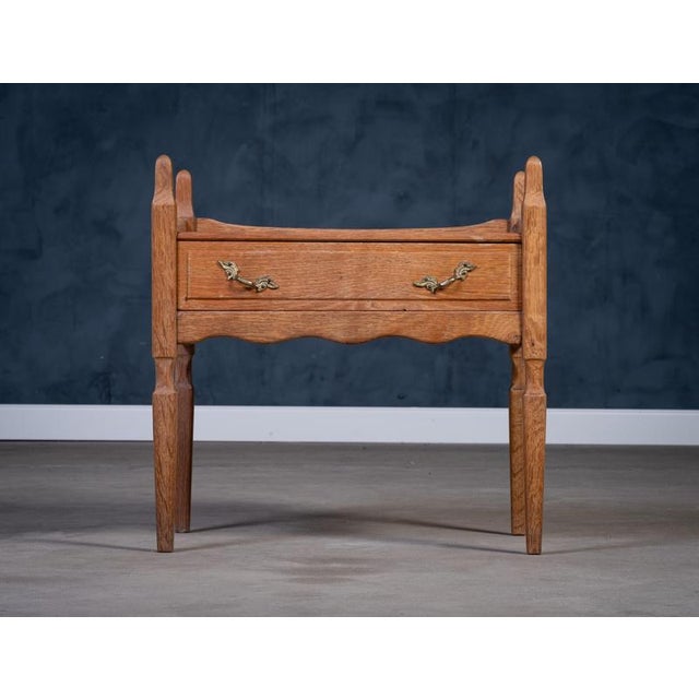 Wood Brutalist Oak Nightstands attributed to Henning Kjærnulf, 1970s, Set of 2 For Sale - Image 7 of 18