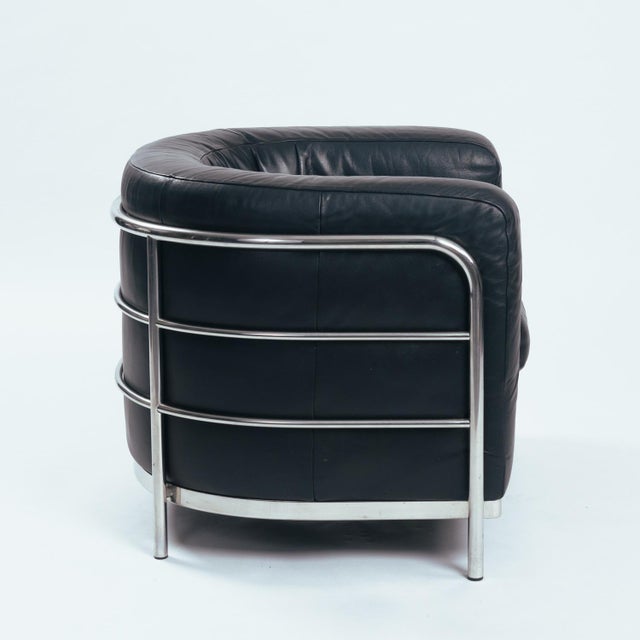 Curved Onda Black Leather Chair by de Pas, D'Urbino & Lomazzi for Zanotta, 1980s For Sale - Image 6 of 17