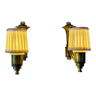 1940s English Bronze Sconces - a Pair For Sale